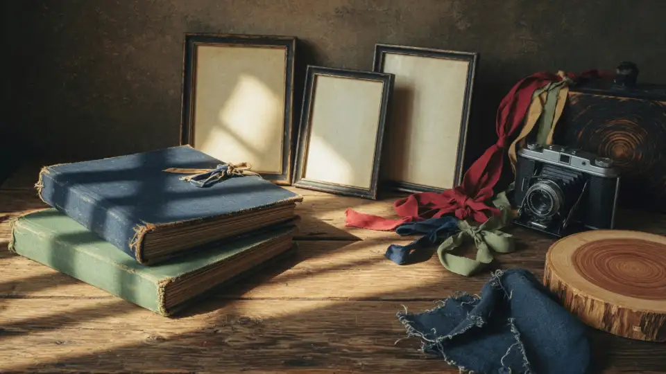 Illustration of carefully preserved albums and community keepsakes